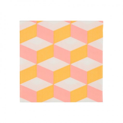 Tovagliolini di carta a trama geometrica rosa e arancione