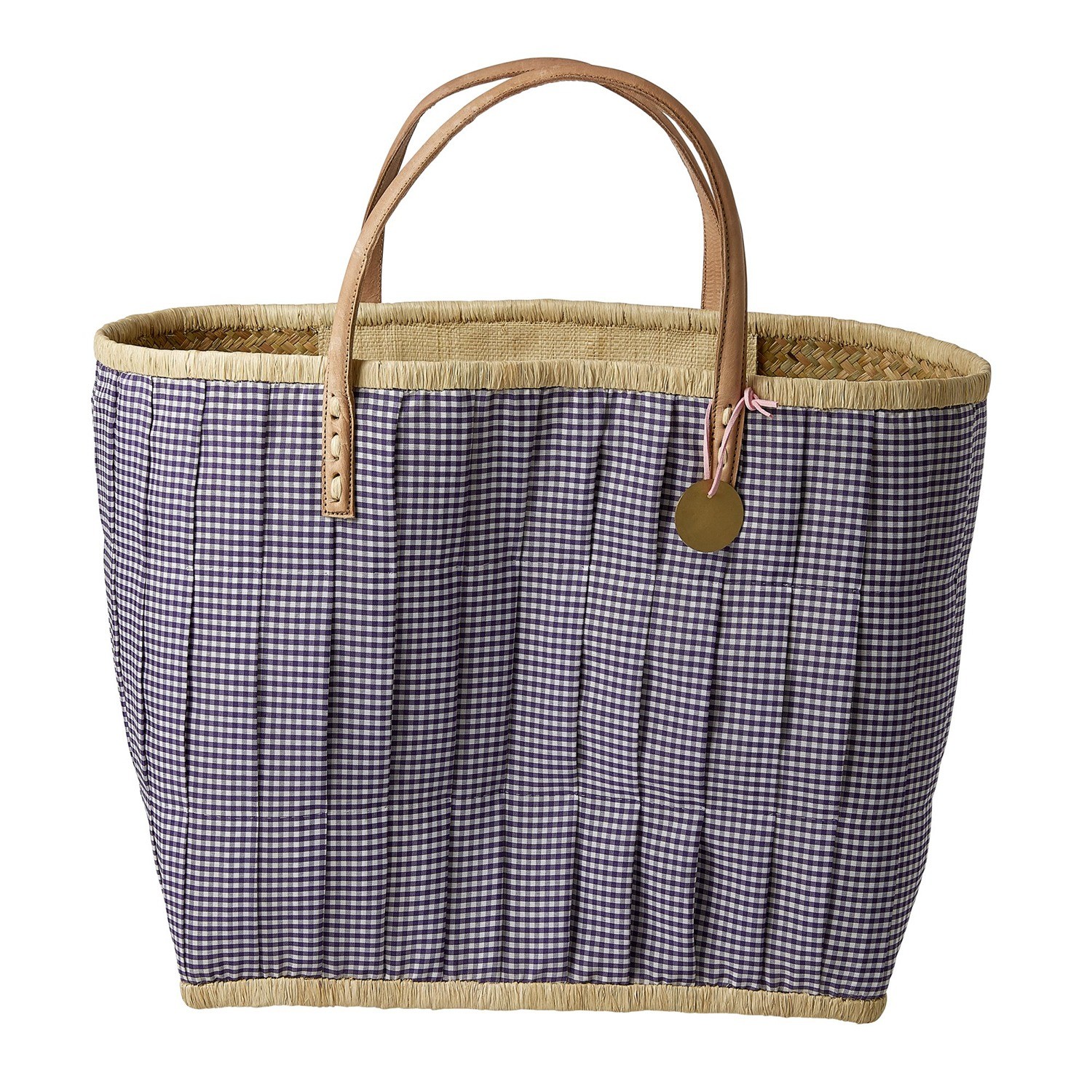 Borsa mare grande Rice in tessuto e rafia