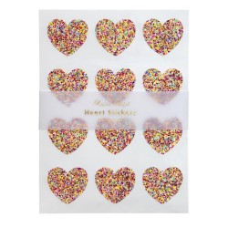 Stickers a forma di cuore con glitters multicolor