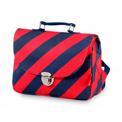 Cartella small a strisce rosso-blu navy