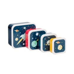 Set di 4 contenitori porta pranzo/merenda fantasia spaziale 2