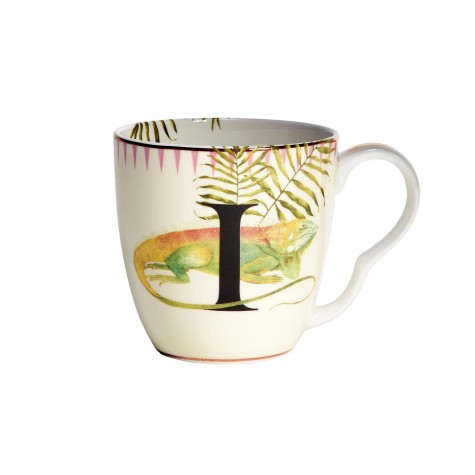 Tazzina mug in porcellana con fantasia iguana
