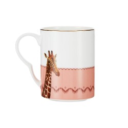 Mug in porcellana bicolor con fantasia giraffa