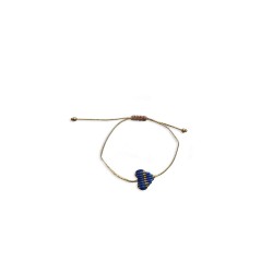 Braccialetto cuore a righe blu e oro multicolor