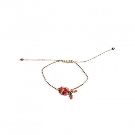 Braccialetto pesciolino a righe rosa, fucsia e oro