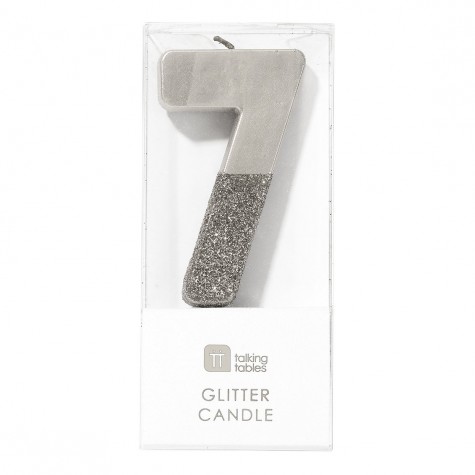 Candelina argento glitterata 7 Candelina argento glitterata 7