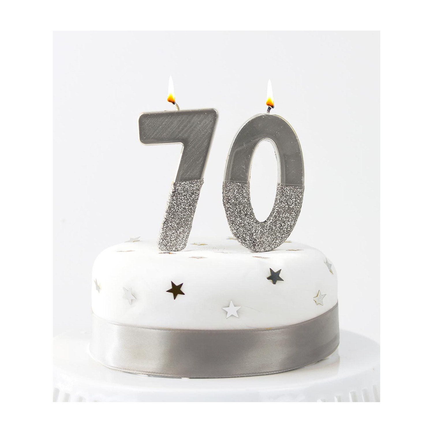 Candelina argento glitterata 7 Candelina argento glitterata 7