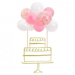 Topper per torte con mini palloncini rosa 2