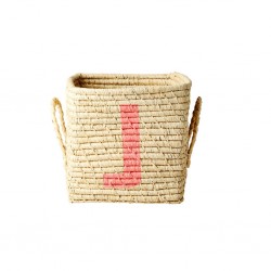Cesta portaoggetti in rafia con lettera J