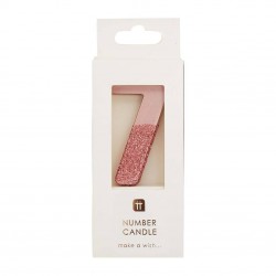 Candelina rosa dorato glitter numero 7 2
