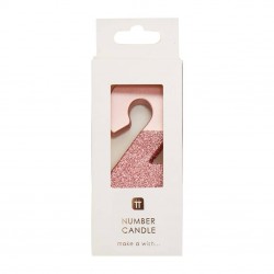 Candelina rosa dorato glitter numero 2 2