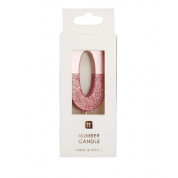 Candelina rosa dorato glitter numero 0 2