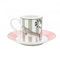 Servizio da caffè in porcellana fantasia a righe con ghepardo