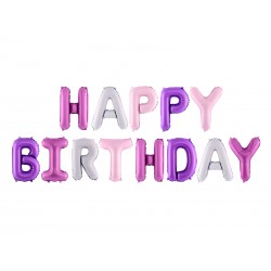 Palloncini rosa e viola Happy Birthday
