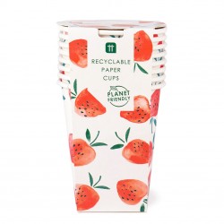 Bicchieri di carta ecologica fantasia fragole 2