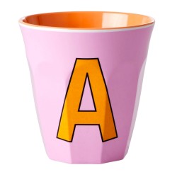 Bicchiere in melamina rosa con lettera A
