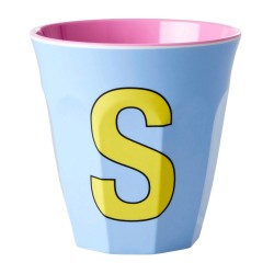 Bicchiere in melamina azzurro con lettera S