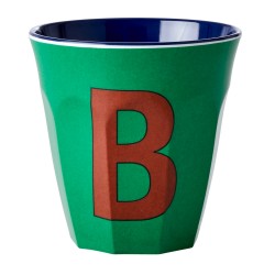 Bicchiere in melamina verde con lettera B