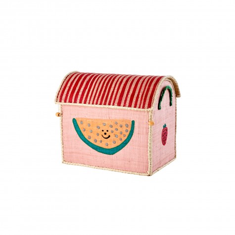 Cesta porta giochi in rafia fantasia frutta