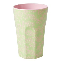 Bicchierone da latte in melamina con fantasia fiorellini rosa