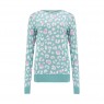 Maglioncino donna verde acqua fantasia leopardata con cuoricini
