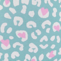 Maglioncino donna verde acqua fantasia leopardata con cuoricini 2