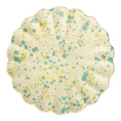 Piatto piano in bambù fantasia schizzi verdi e gialli