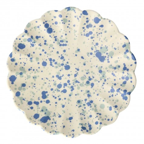 Piatto piano in bambù fantasia schizzi blu