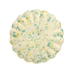 Piatto da dolce in bambù con schizzi verdi e gialli