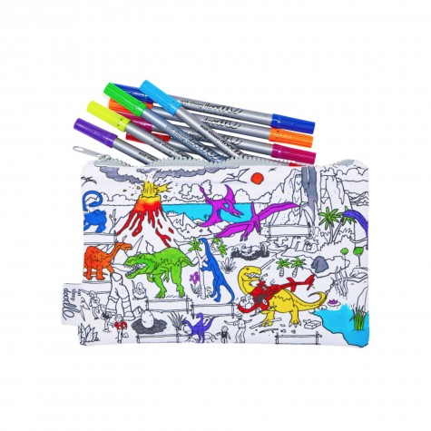 Astuccio bimbo da colorare fantasia dinosauri