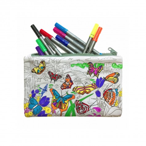 Astuccio bimbo da colorare fantasia farfalle
