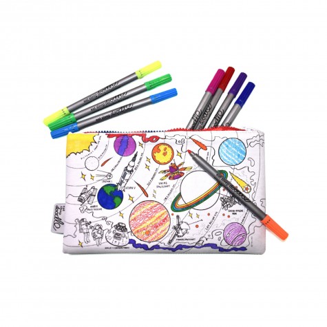 Astuccio bimbo da colorare fantasia pianeti