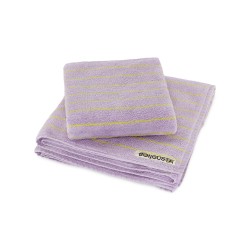 Asciugamano in cotone lilla con righe gialle