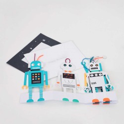 Biglietto d'auguri a fisarmonica tema robot 2
