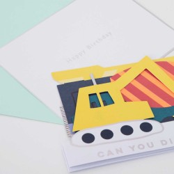Biglietto d'auguri a concertina fantasia mezzi di lavoro 2