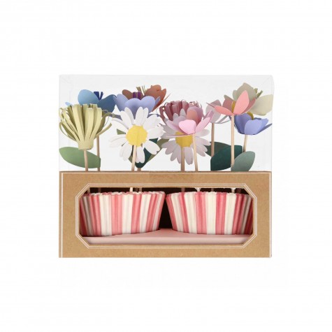 Pirottini e toppers per cupcakes fantasia floreale