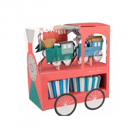 Pirottini e toppers per cupcakes con fantasia treno