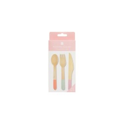 Set di posate in legno pastello 2