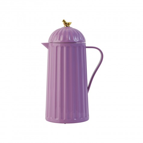 Thermos in ceramica viola con decoro dorato