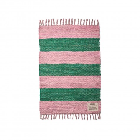 Tappeto rettangolare a righe verdi e rosa 60x90