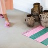 Tappeto rettangolare a righe verdi e rosa 60x90
