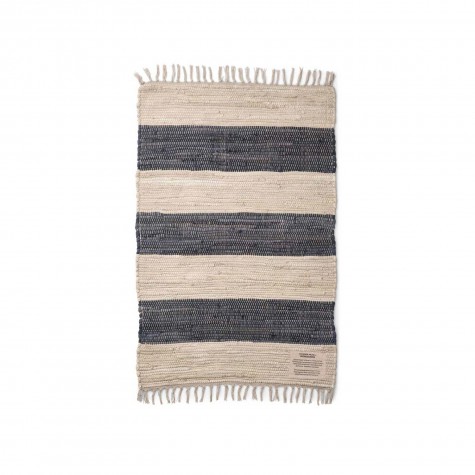 Tappeto rettangolare a righe grigie e beige 60x90