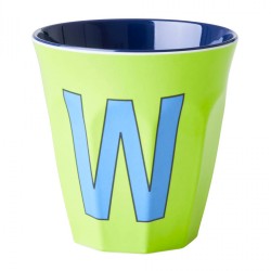 Bicchiere in melamina verde con lettera W