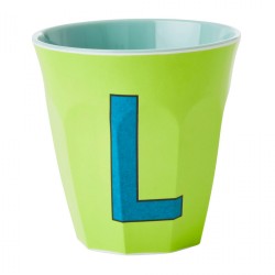 Bicchiere in melamina verde mela personalizzato con lettera L