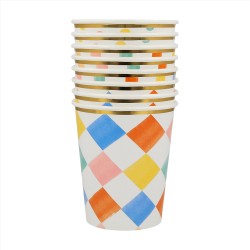 Bicchieri di carta fantasie colorate assortite 2