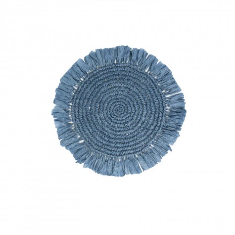 Tovaglietta sottopiatto circolare in rafia blu