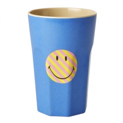 Bicchiere grande in melamina azzurra con Smile