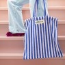 Borsa mare in cotone a righe rosa e blu