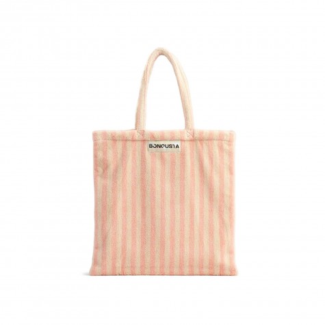 Borsa da spiaggia in cotone a righe rosa e beige | Gallinasmilza