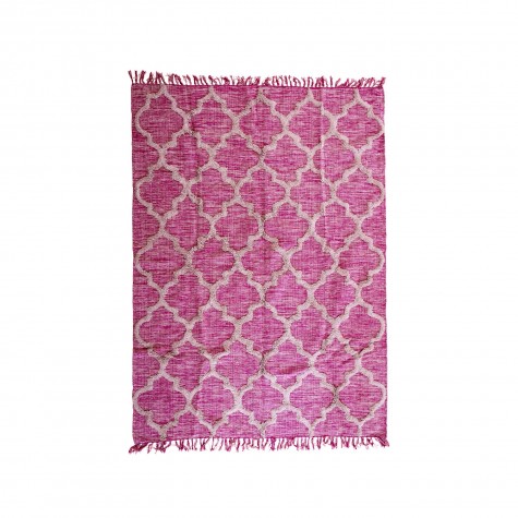 Tappeto in cotone bordeaux con decorazione in rilievo 180x220